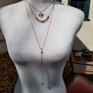 Charming Charlie rose gold 3 tier layered necklace